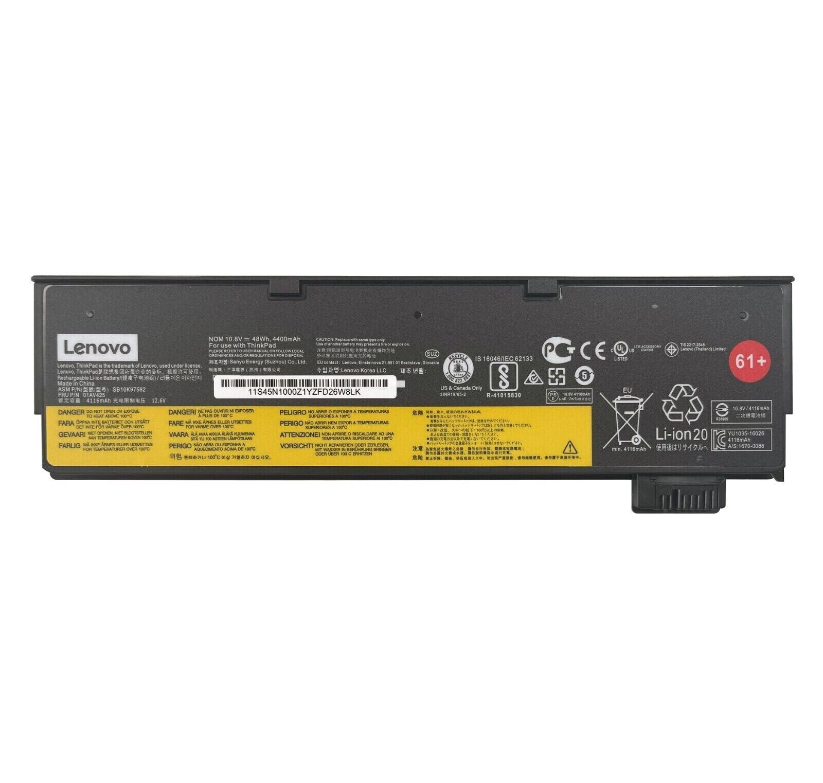 Original Battery Lenovo 01AV422 01AV423 01AV424 4400mAh 48Wh