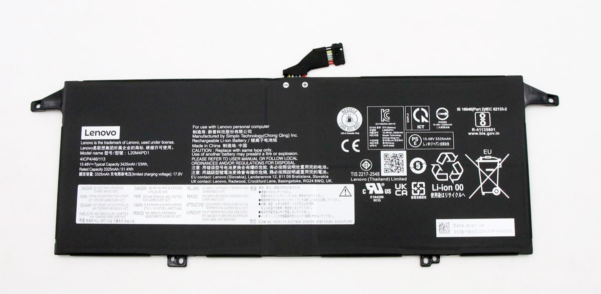 Original Battery LenopSellervo ThinkBook 13x ITG 20WJ001GUK 3425mAh 53Wh
